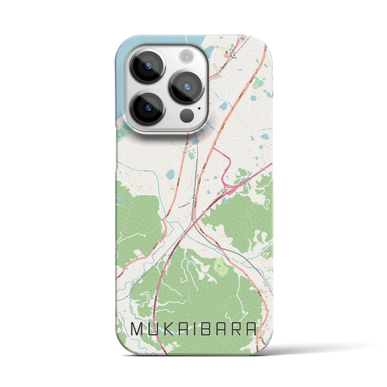 【向井原】地図柄iPhoneケース（バックカバータイプ・ナチュラル）iPhone 14 Pro 用