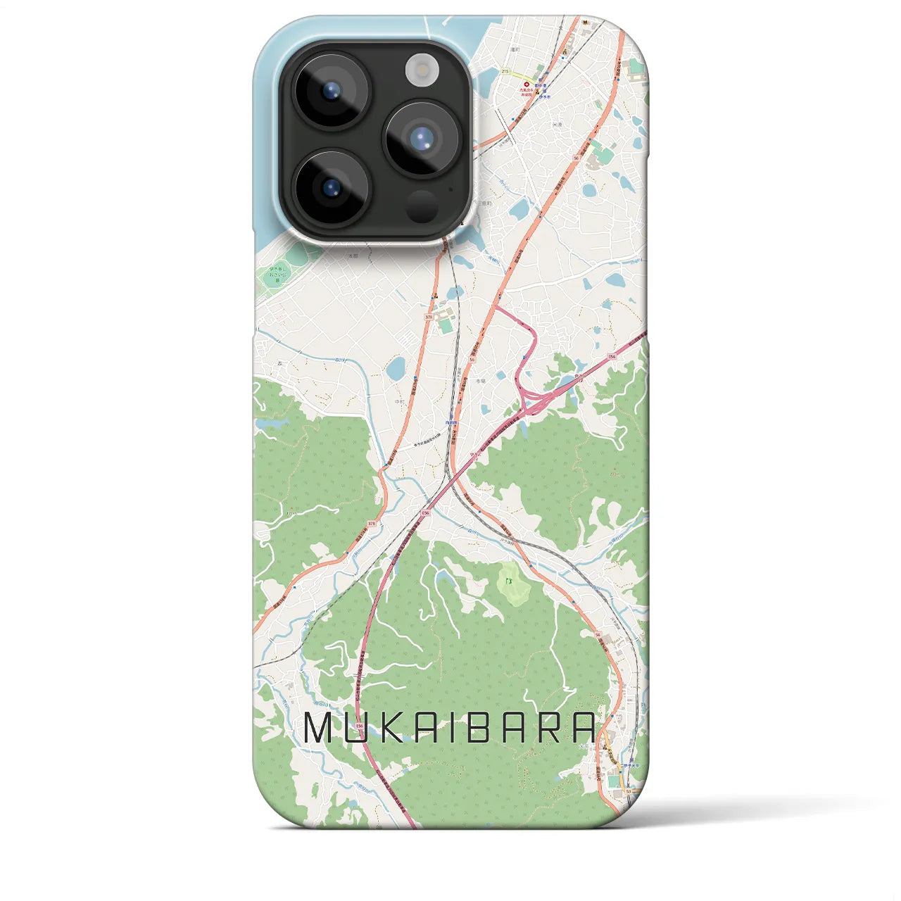 【向井原】地図柄iPhoneケース（バックカバータイプ・ナチュラル）iPhone 15 Pro Max 用