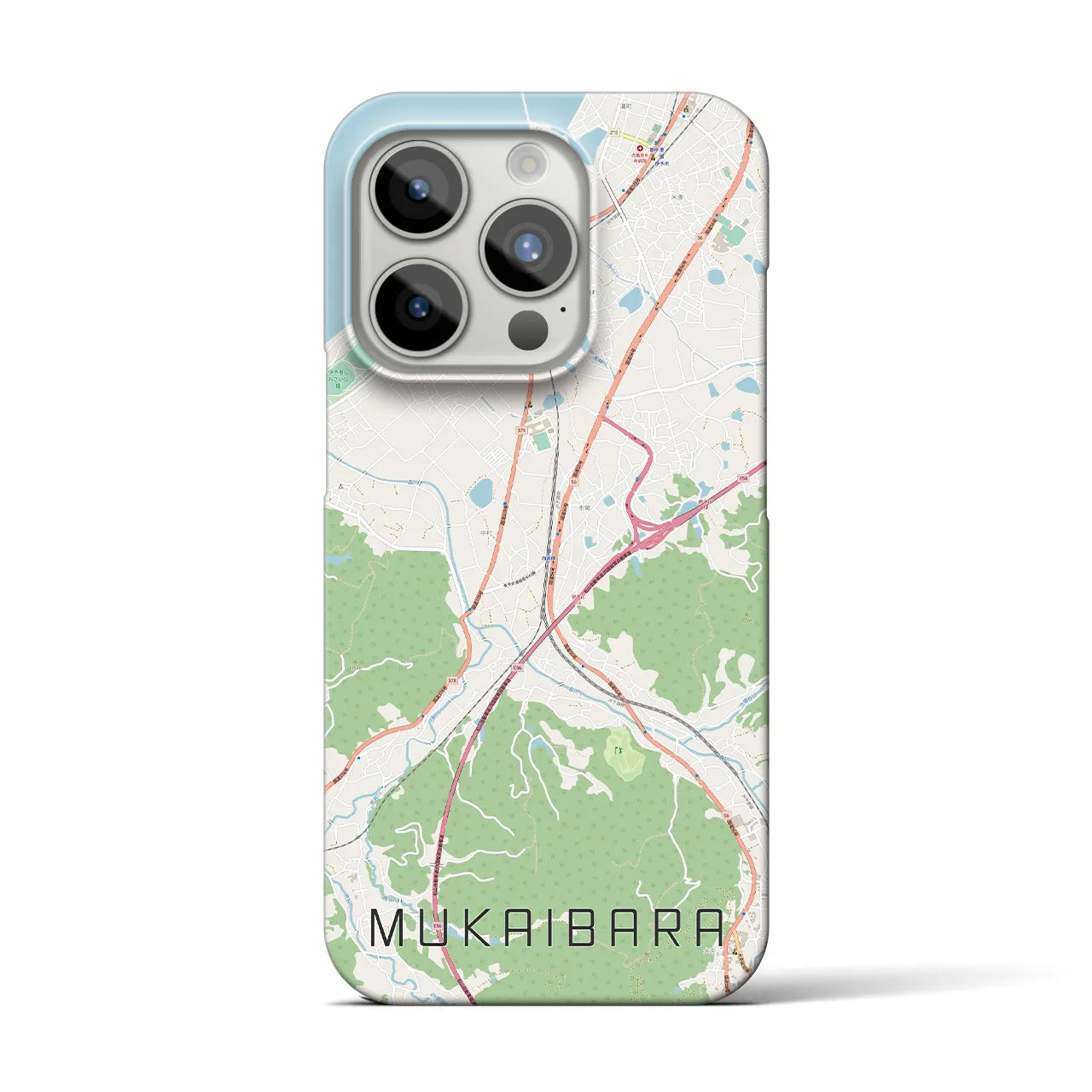 【向井原】地図柄iPhoneケース（バックカバータイプ・ナチュラル）iPhone 15 Pro 用