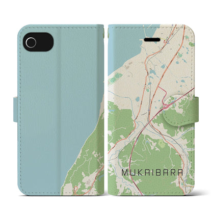 【向井原（愛媛県）】地図柄iPhoneケース（手帳タイプ）ナチュラル・iPhone SE（第3 / 第2世代） / 8 / 7 / 6s / 6 用