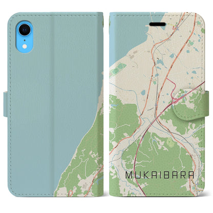 【向井原（愛媛県）】地図柄iPhoneケース（手帳タイプ）ナチュラル・iPhone XR 用