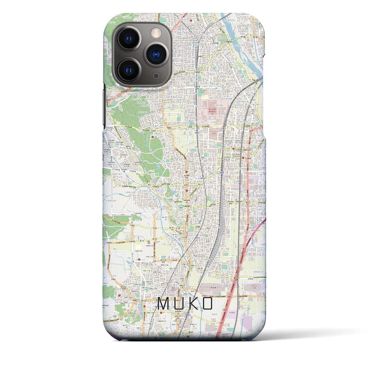 【向日】地図柄iPhoneケース（バックカバータイプ・ナチュラル）iPhone 11 Pro Max 用