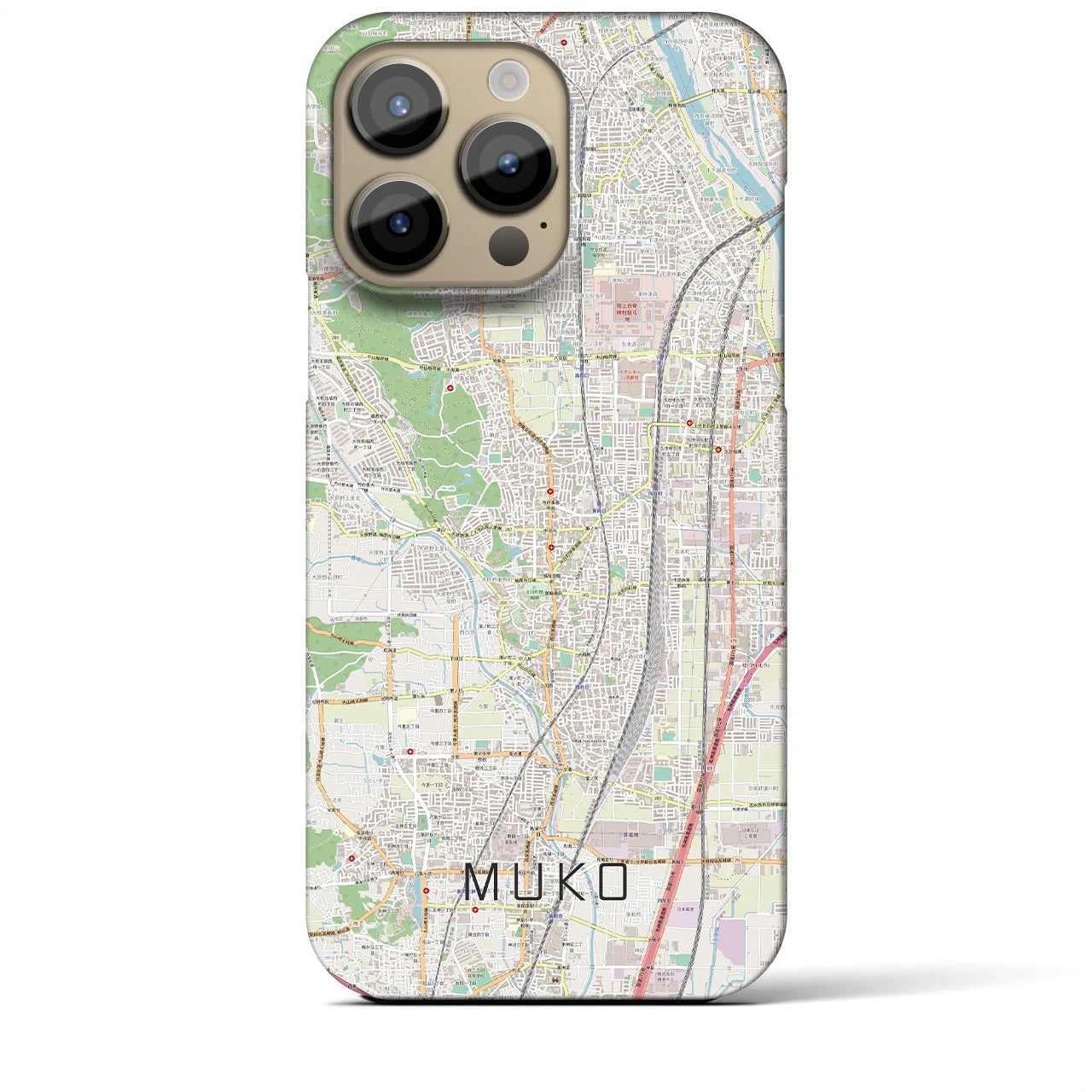 【向日】地図柄iPhoneケース（バックカバータイプ・ナチュラル）iPhone 14 Pro Max 用