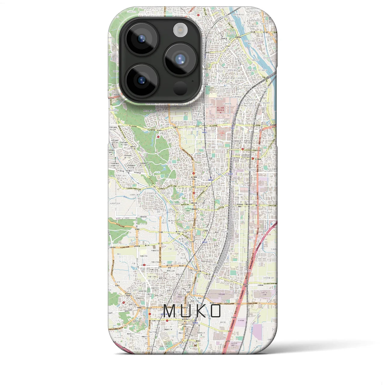 【向日】地図柄iPhoneケース（バックカバータイプ・ナチュラル）iPhone 15 Pro Max 用