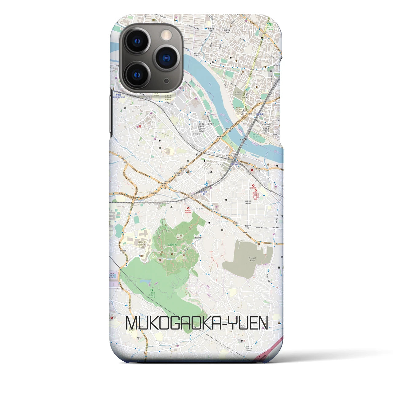【向ヶ丘遊園】地図柄iPhoneケース（バックカバータイプ・ナチュラル）iPhone 11 Pro Max 用