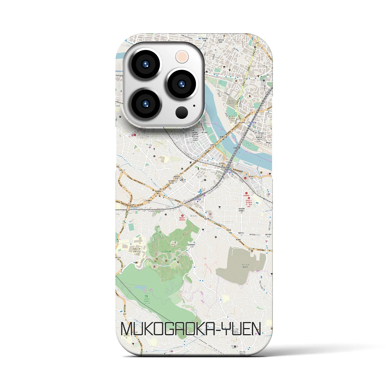 【向ヶ丘遊園】地図柄iPhoneケース（バックカバータイプ・ナチュラル）iPhone 13 Pro 用