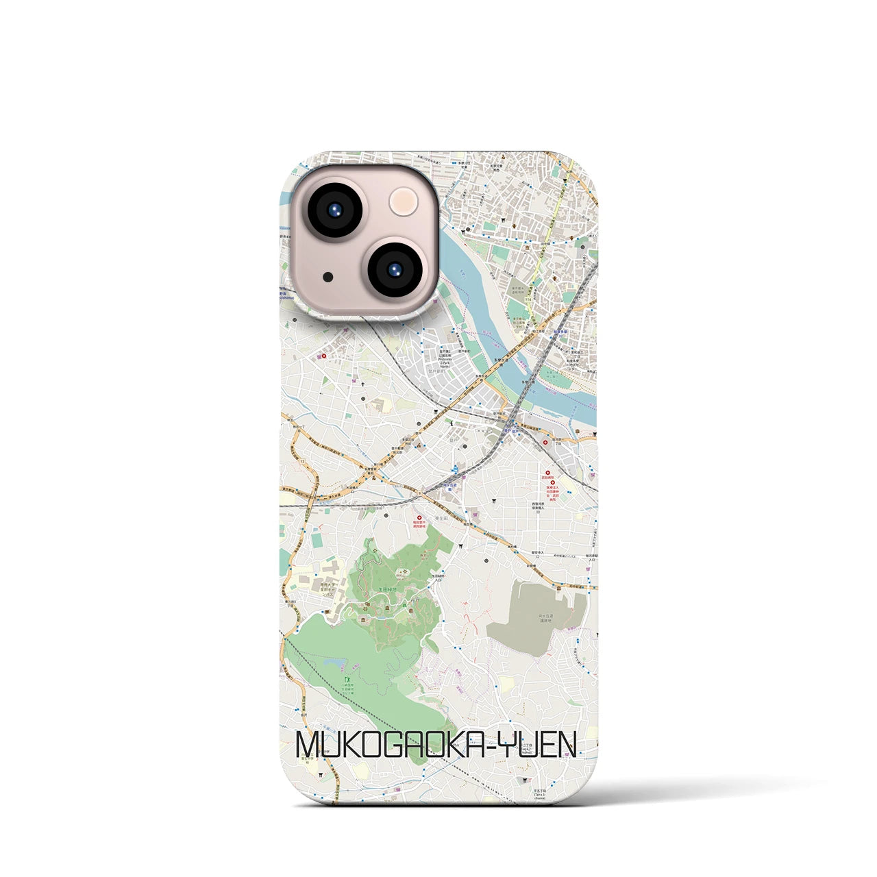 【向ヶ丘遊園】地図柄iPhoneケース（バックカバータイプ・ナチュラル）iPhone 13 mini 用