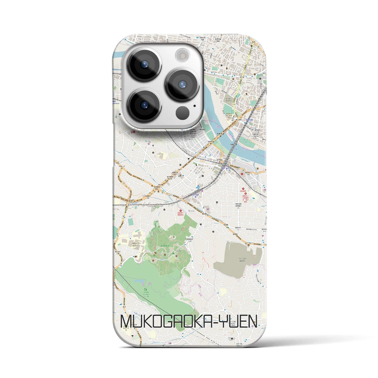 【向ヶ丘遊園】地図柄iPhoneケース（バックカバータイプ・ナチュラル）iPhone 14 Pro 用