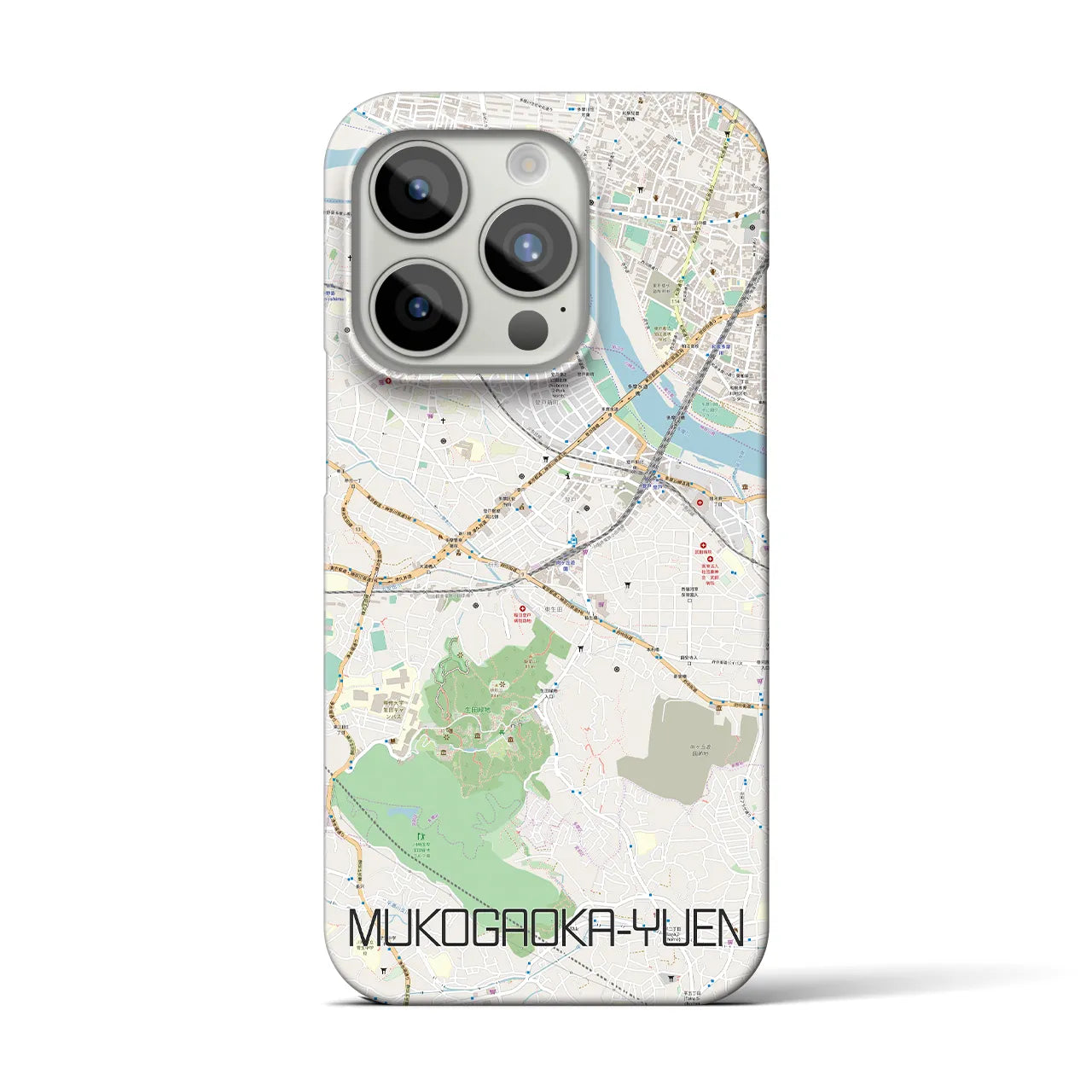 【向ヶ丘遊園】地図柄iPhoneケース（バックカバータイプ・ナチュラル）iPhone 15 Pro 用