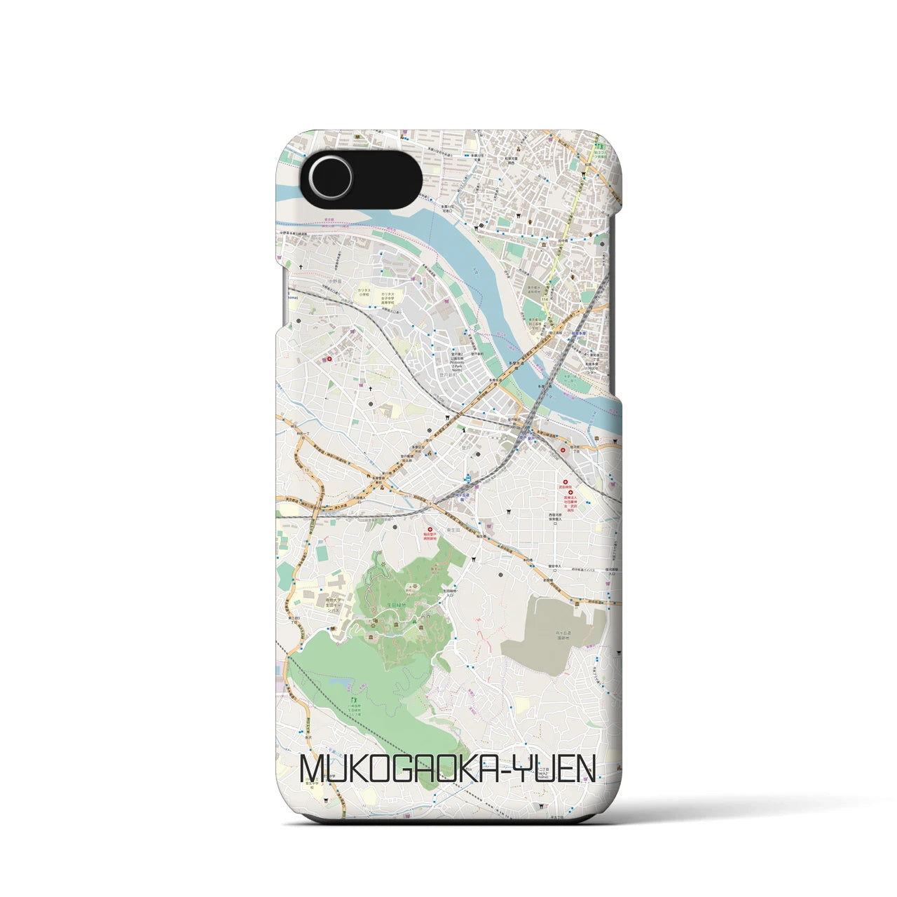 【向ヶ丘遊園】地図柄iPhoneケース（バックカバータイプ・ナチュラル）iPhone SE（第3 / 第2世代） / 8 / 7 / 6s / 6 用