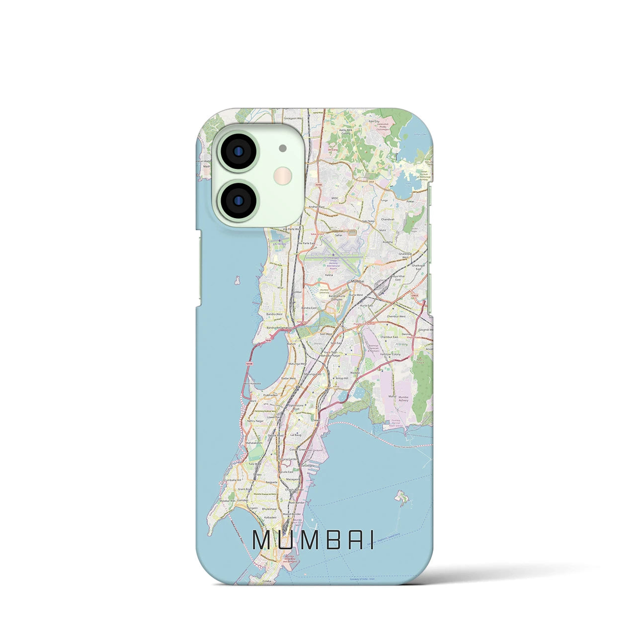 【ムンバイ】地図柄iPhoneケース（バックカバータイプ・ナチュラル）iPhone 12 mini 用