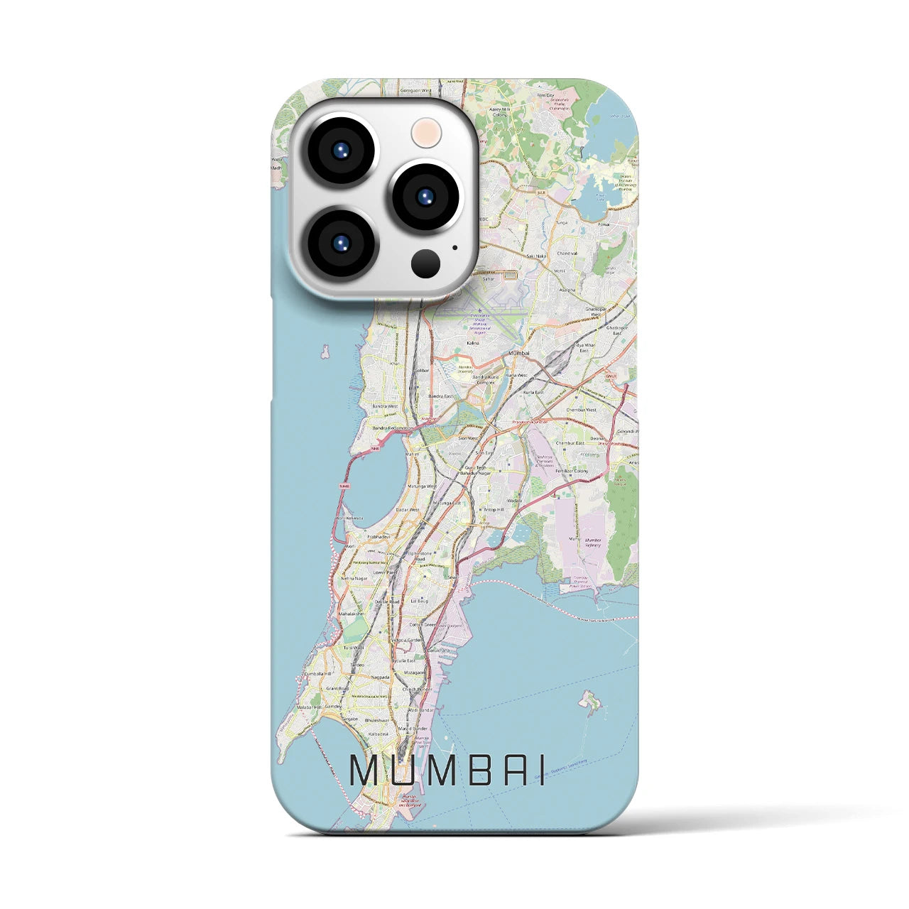 【ムンバイ】地図柄iPhoneケース（バックカバータイプ・ナチュラル）iPhone 13 Pro 用