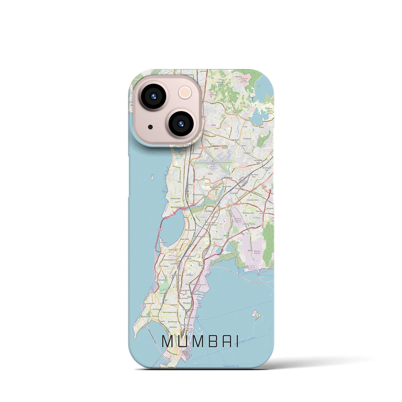 【ムンバイ】地図柄iPhoneケース（バックカバータイプ・ナチュラル）iPhone 13 mini 用