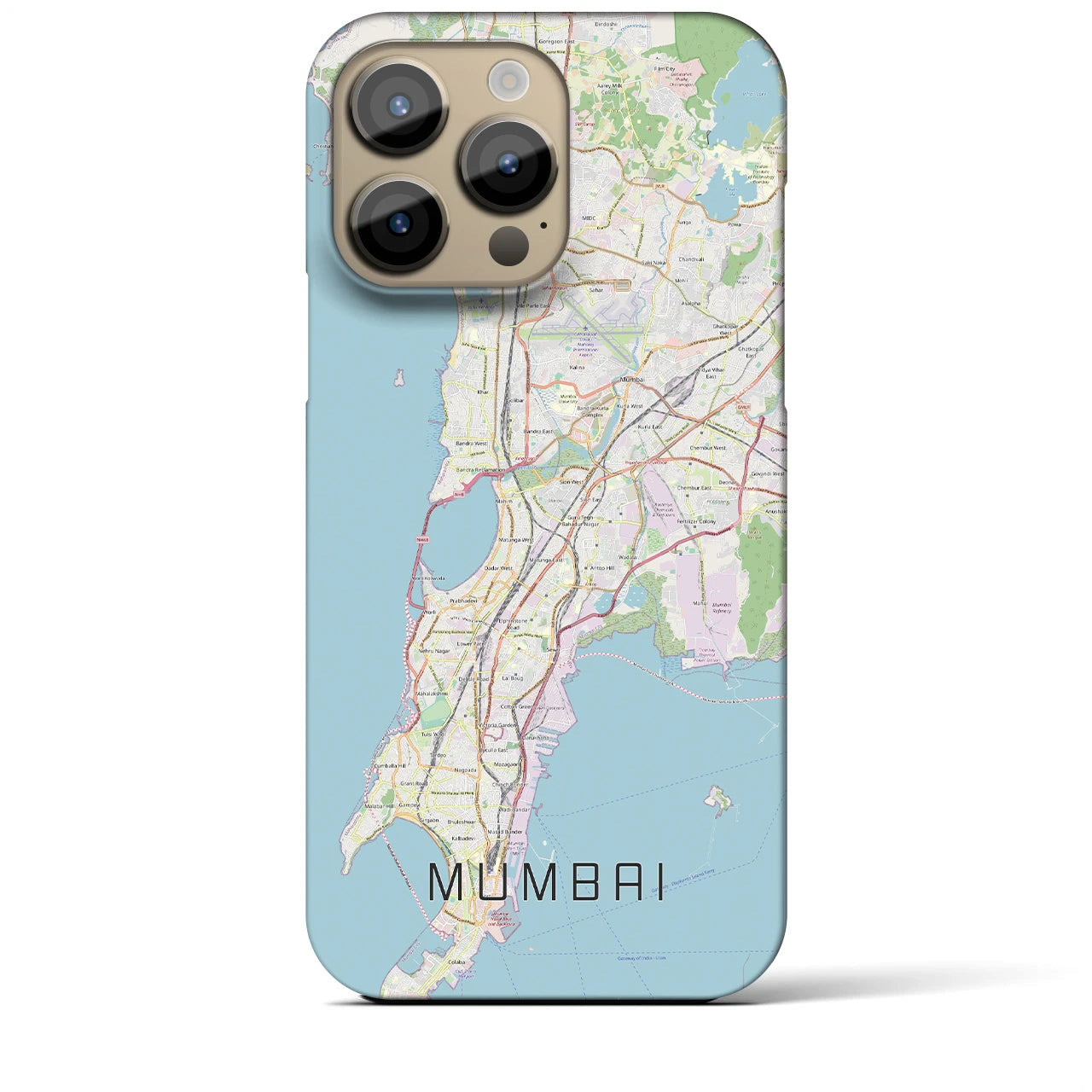 【ムンバイ】地図柄iPhoneケース（バックカバータイプ・ナチュラル）iPhone 14 Pro Max 用