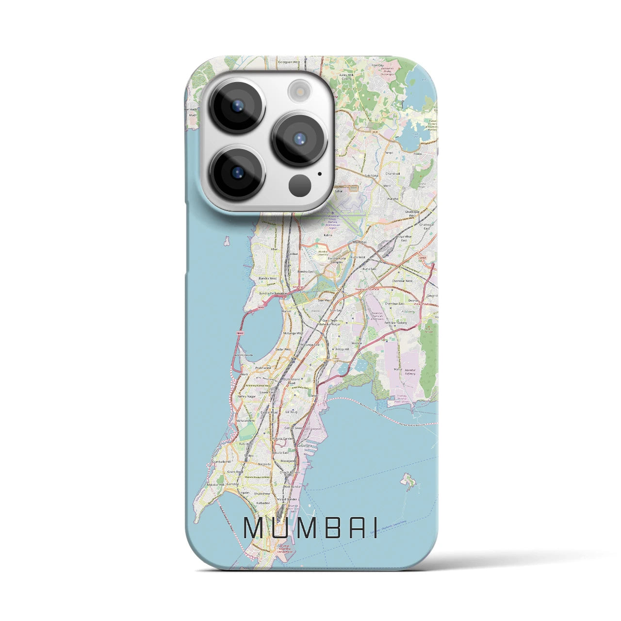 【ムンバイ】地図柄iPhoneケース（バックカバータイプ・ナチュラル）iPhone 14 Pro 用