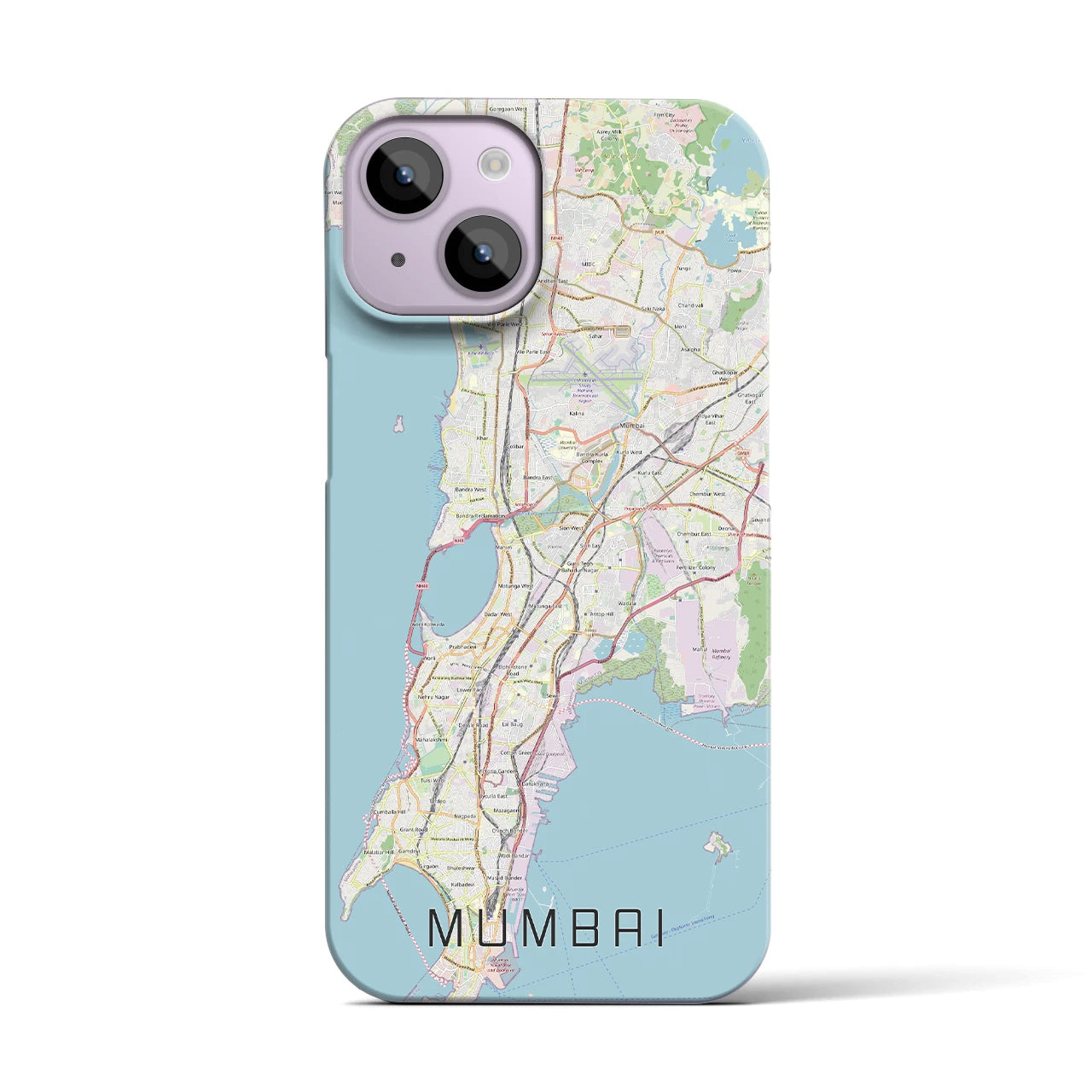 【ムンバイ】地図柄iPhoneケース（バックカバータイプ・ナチュラル）iPhone 14 用