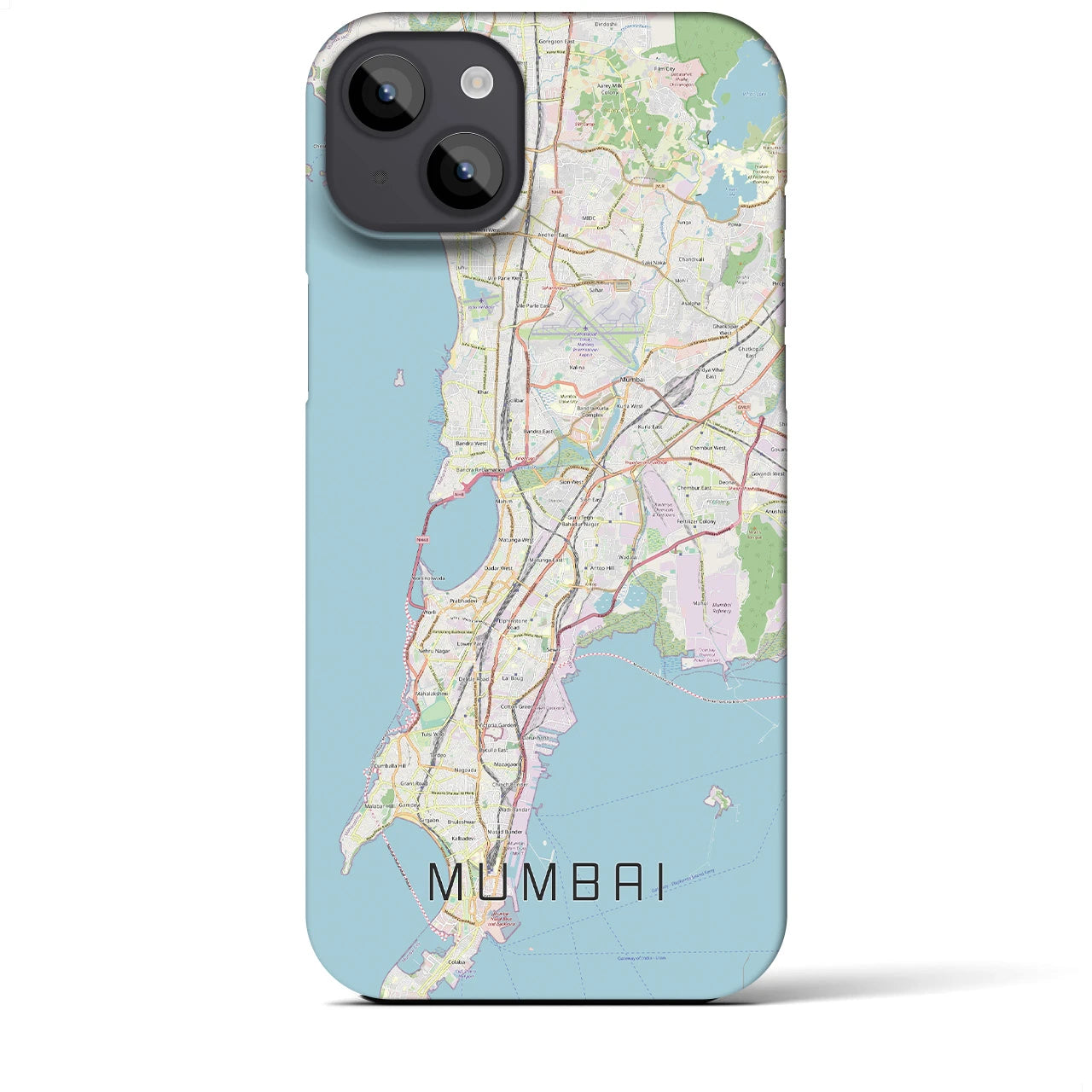 【ムンバイ】地図柄iPhoneケース（バックカバータイプ・ナチュラル）iPhone 14 Plus 用