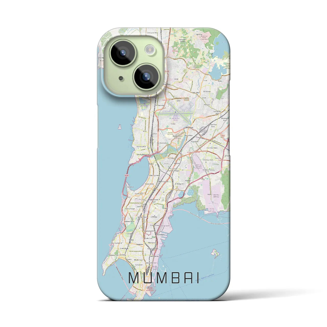 【ムンバイ】地図柄iPhoneケース（バックカバータイプ・ナチュラル）iPhone 15 用