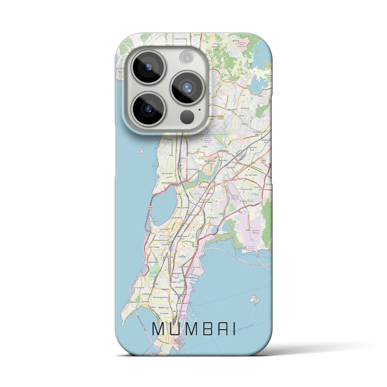 【ムンバイ】地図柄iPhoneケース（バックカバータイプ・ナチュラル）iPhone 15 Pro 用