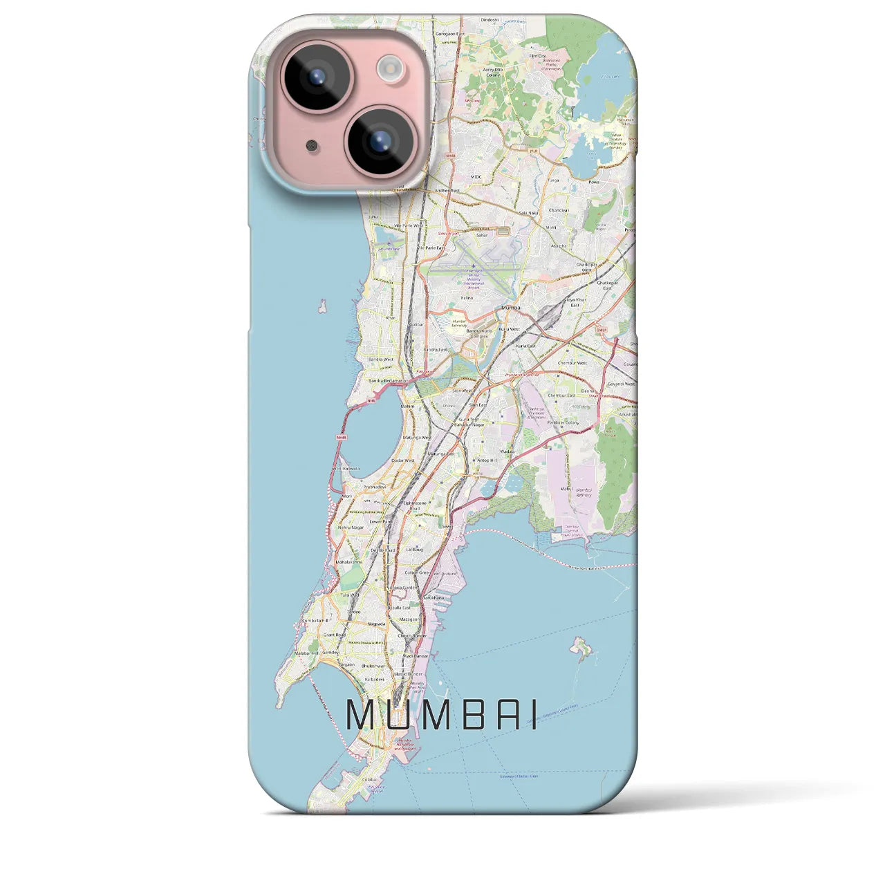 【ムンバイ】地図柄iPhoneケース（バックカバータイプ・ナチュラル）iPhone 15 Plus 用