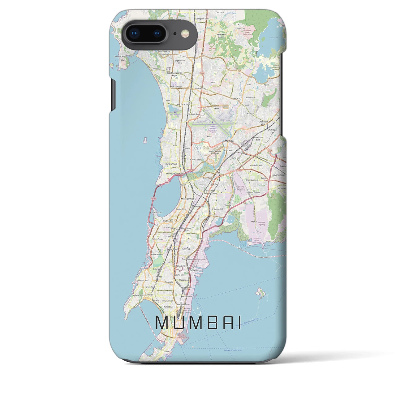 【ムンバイ】地図柄iPhoneケース（バックカバータイプ・ナチュラル）iPhone 8Plus /7Plus / 6sPlus / 6Plus 用