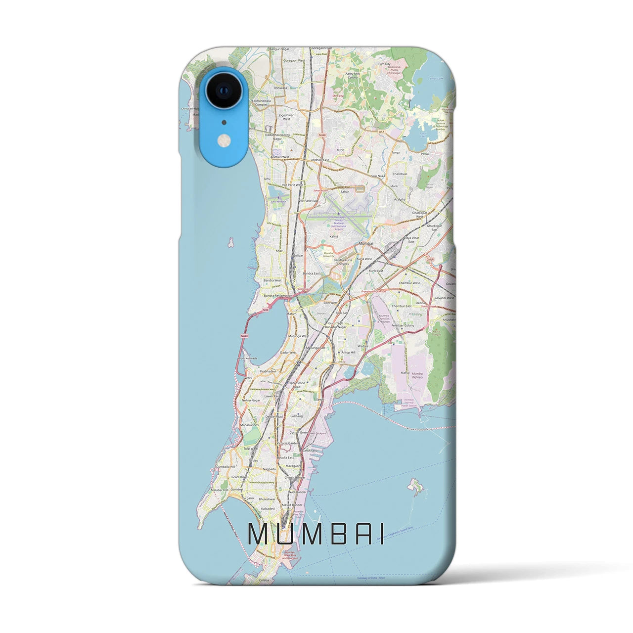 【ムンバイ】地図柄iPhoneケース（バックカバータイプ・ナチュラル）iPhone XR 用