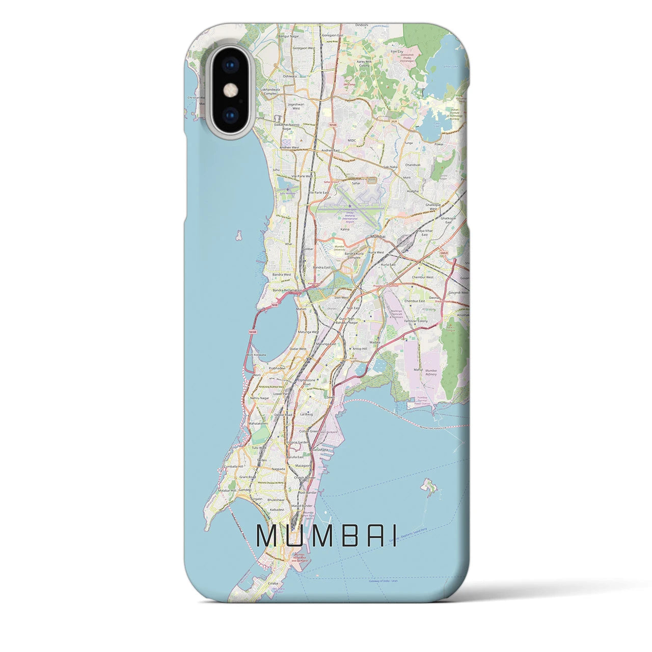 【ムンバイ】地図柄iPhoneケース（バックカバータイプ・ナチュラル）iPhone XS Max 用
