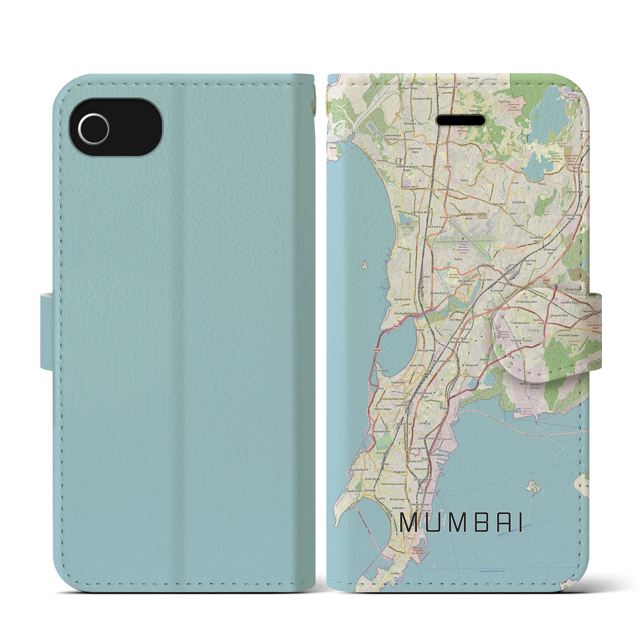 【ムンバイ】地図柄iPhoneケース（手帳両面タイプ・ナチュラル）iPhone SE（第3 / 第2世代） / 8 / 7 / 6s / 6 用