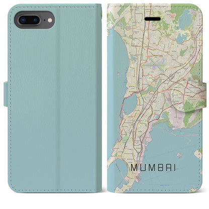【ムンバイ（インド）】地図柄iPhoneケース（手帳タイプ）ナチュラル・iPhone 8Plus /7Plus / 6sPlus / 6Plus 用