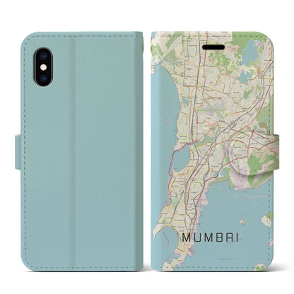 【ムンバイ（インド）】地図柄iPhoneケース（手帳タイプ）ナチュラル・iPhone XS / X 用