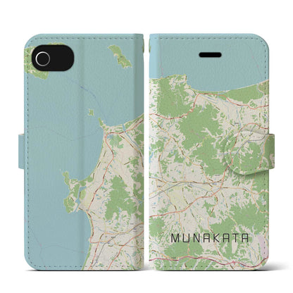 【宗像（福岡県）】地図柄iPhoneケース（手帳タイプ）ナチュラル・iPhone SE（第3 / 第2世代） / 8 / 7 / 6s / 6 用