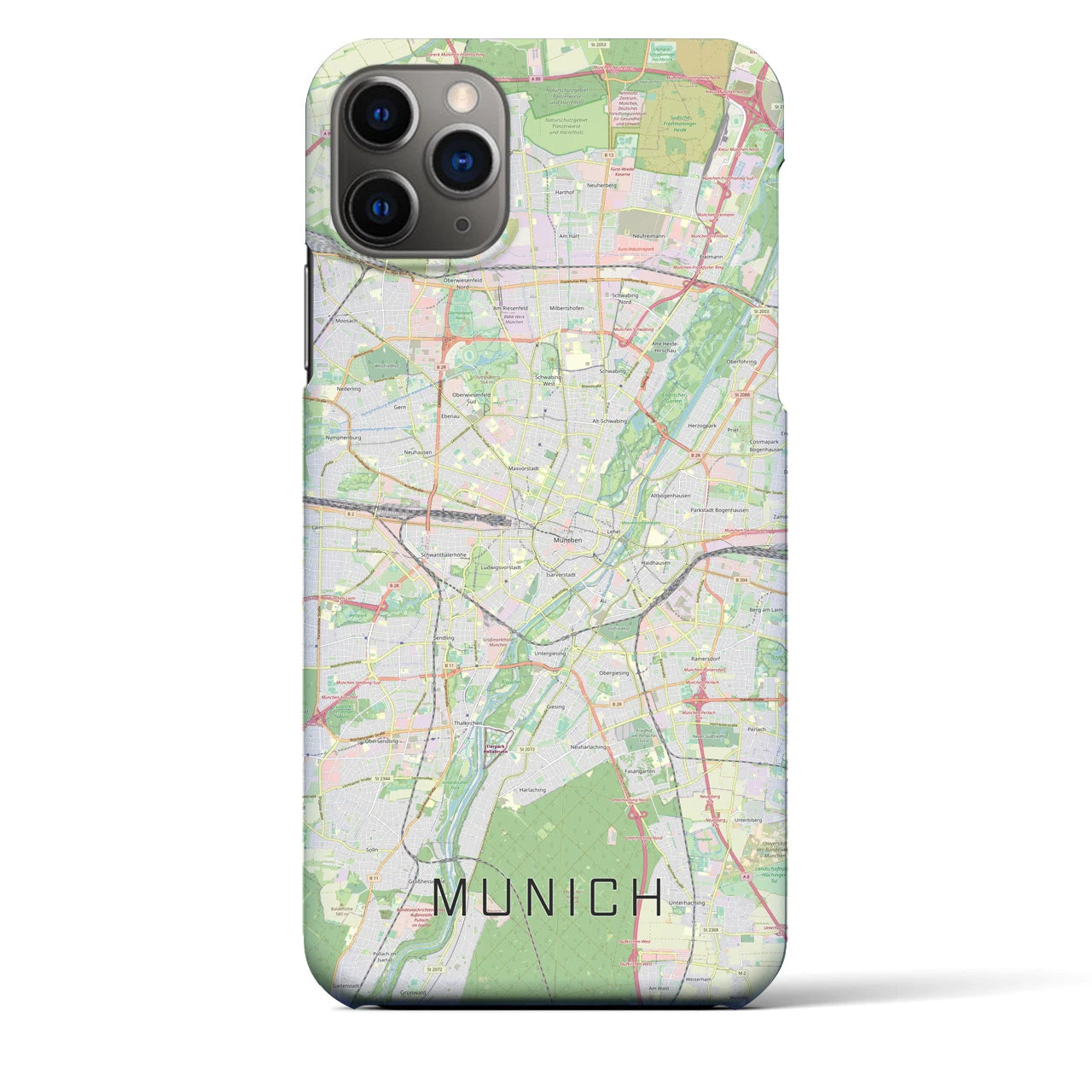 【ミュンヘン】地図柄iPhoneケース（バックカバータイプ・ナチュラル）iPhone 11 Pro Max 用