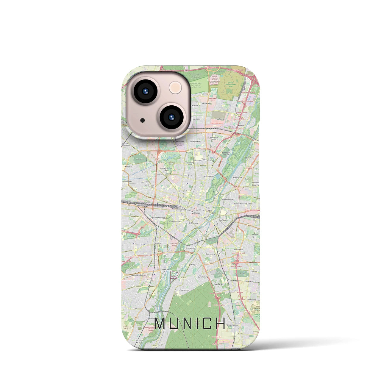 【ミュンヘン】地図柄iPhoneケース（バックカバータイプ・ナチュラル）iPhone 13 mini 用