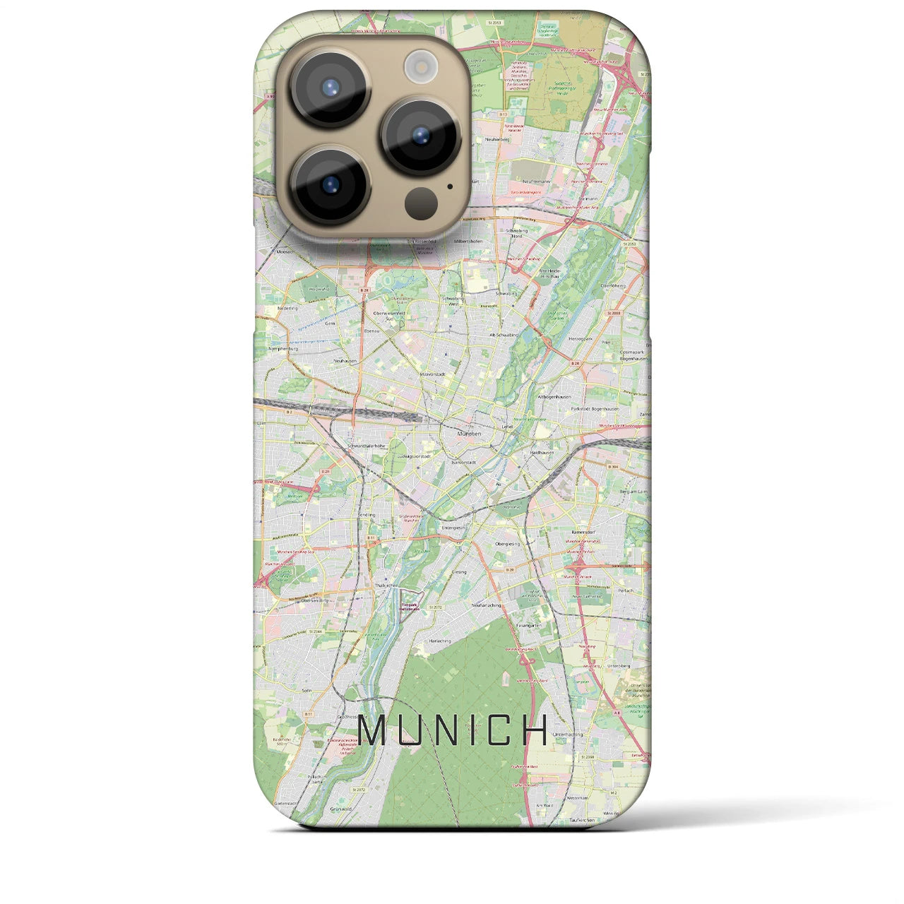 【ミュンヘン】地図柄iPhoneケース（バックカバータイプ・ナチュラル）iPhone 14 Pro Max 用