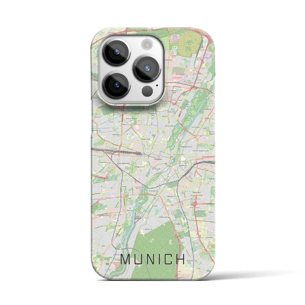 【ミュンヘン】地図柄iPhoneケース（バックカバータイプ・ナチュラル）iPhone 14 Pro 用