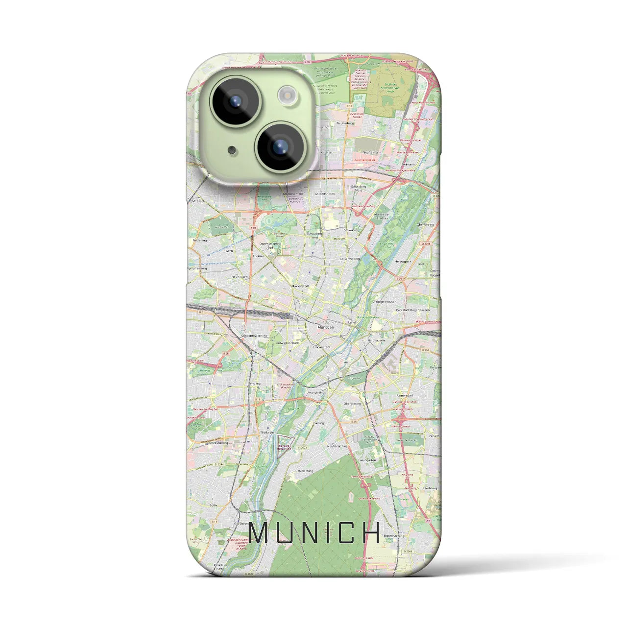 【ミュンヘン】地図柄iPhoneケース（バックカバータイプ・ナチュラル）iPhone 15 用