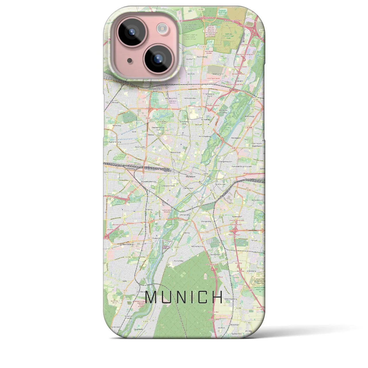 【ミュンヘン】地図柄iPhoneケース（バックカバータイプ・ナチュラル）iPhone 15 Plus 用