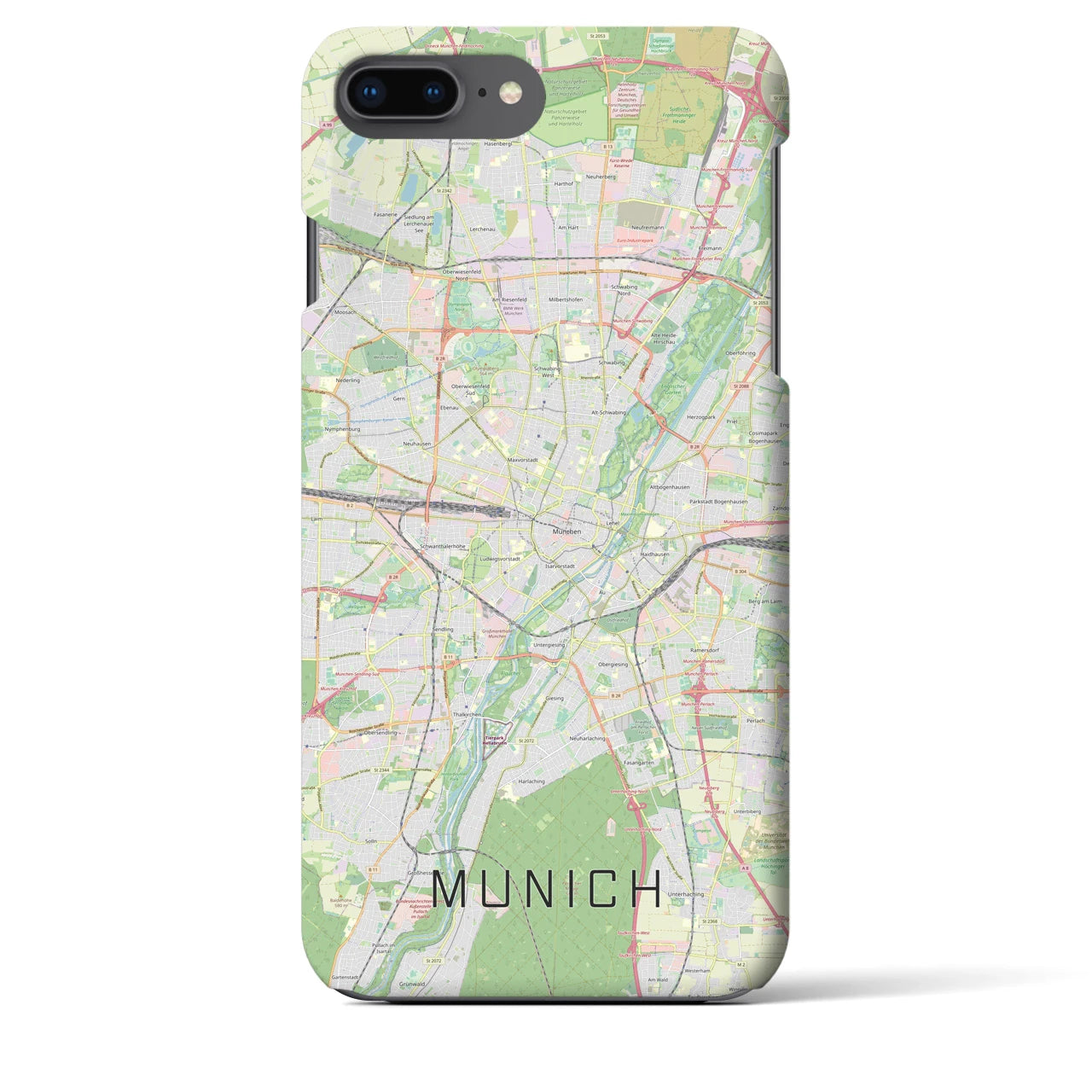 【ミュンヘン】地図柄iPhoneケース（バックカバータイプ・ナチュラル）iPhone 8Plus /7Plus / 6sPlus / 6Plus 用