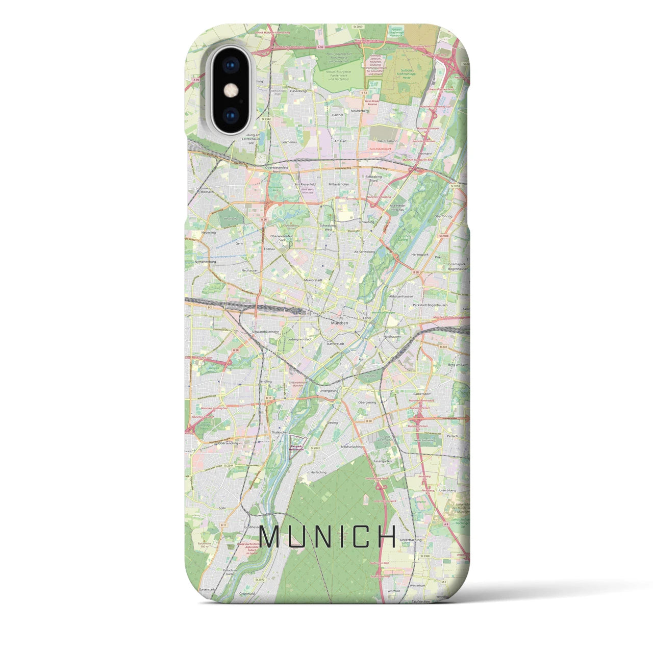 【ミュンヘン】地図柄iPhoneケース（バックカバータイプ・ナチュラル）iPhone XS Max 用