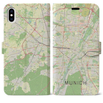 【ミュンヘン（ドイツ）】地図柄iPhoneケース（手帳タイプ）ナチュラル・iPhone XS Max 用
