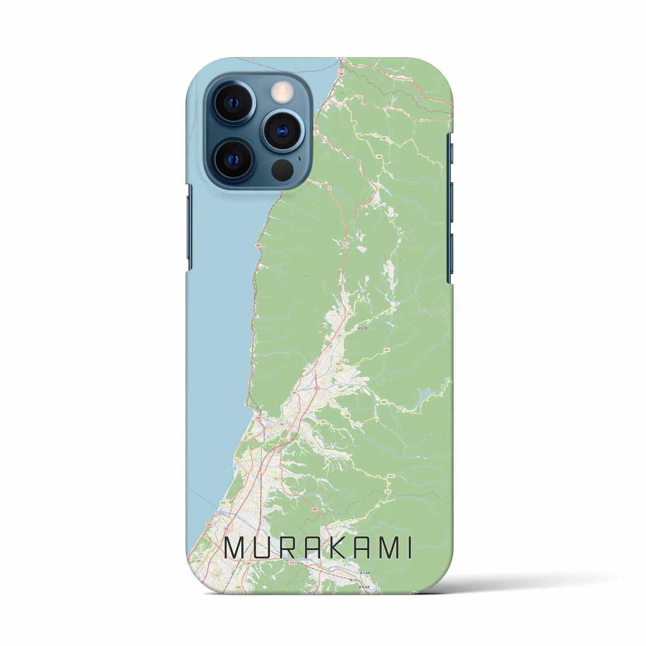 【村上】地図柄iPhoneケース（バックカバータイプ・ナチュラル）iPhone 12 / 12 Pro 用