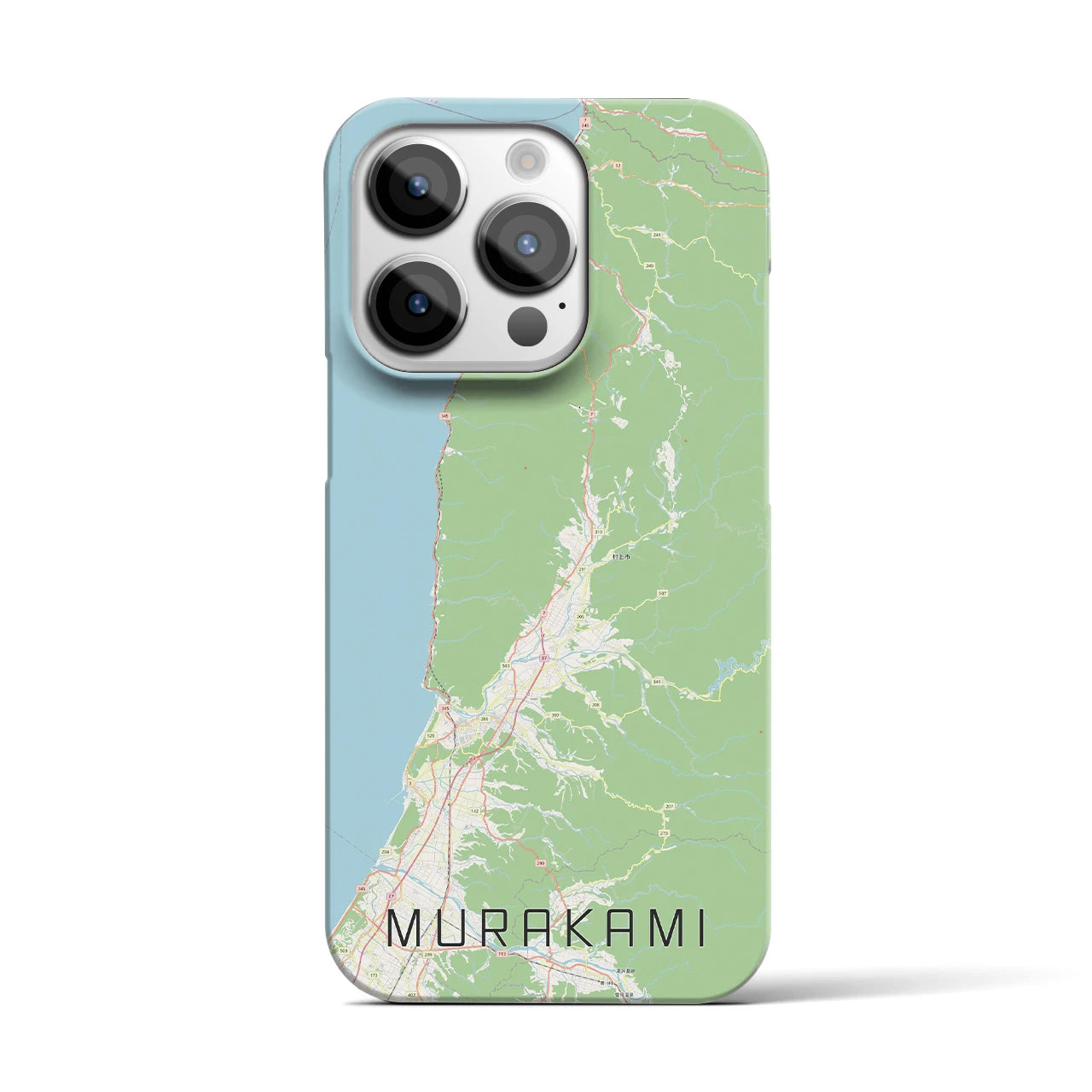 【村上】地図柄iPhoneケース（バックカバータイプ・ナチュラル）iPhone 14 Pro 用