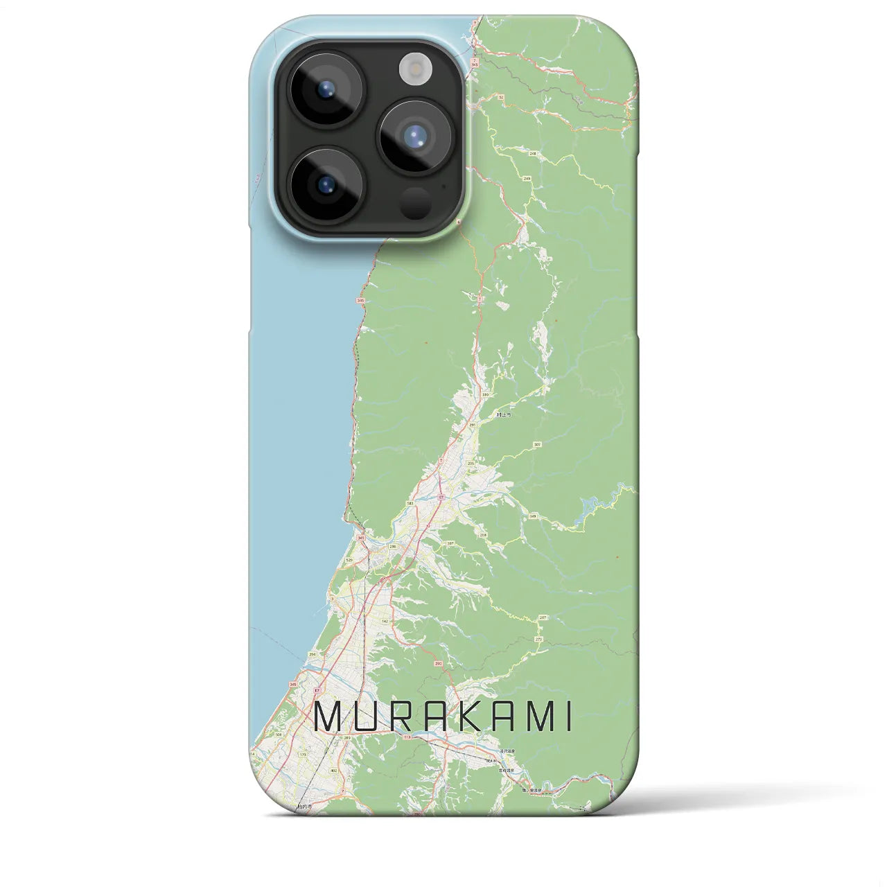 【村上】地図柄iPhoneケース（バックカバータイプ・ナチュラル）iPhone 15 Pro Max 用