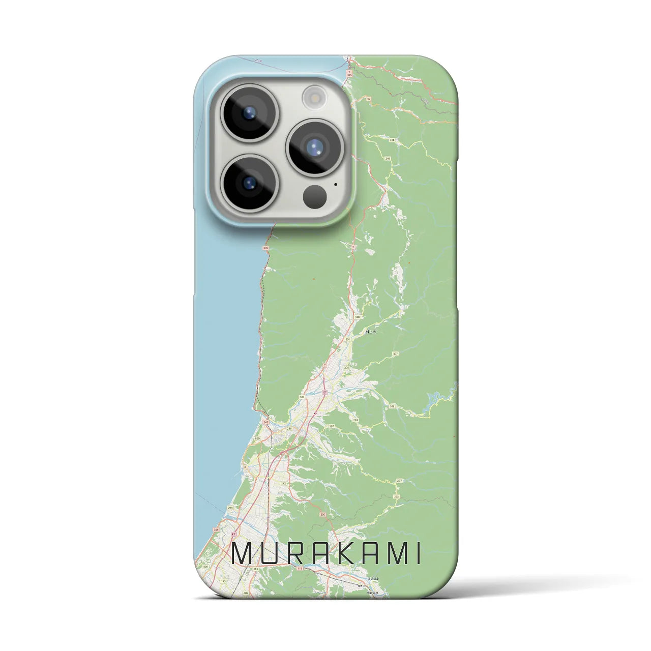 【村上】地図柄iPhoneケース（バックカバータイプ・ナチュラル）iPhone 15 Pro 用