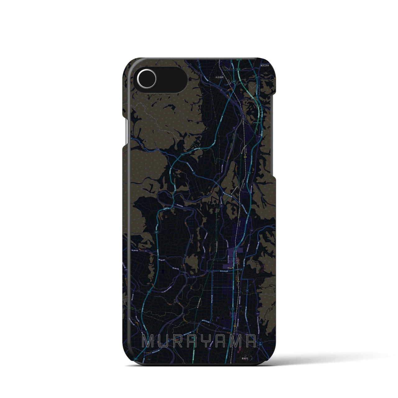【村山】地図柄iPhoneケース（バックカバータイプ・ブラック）iPhone SE（第3 / 第2世代） / 8 / 7 / 6s / 6 用