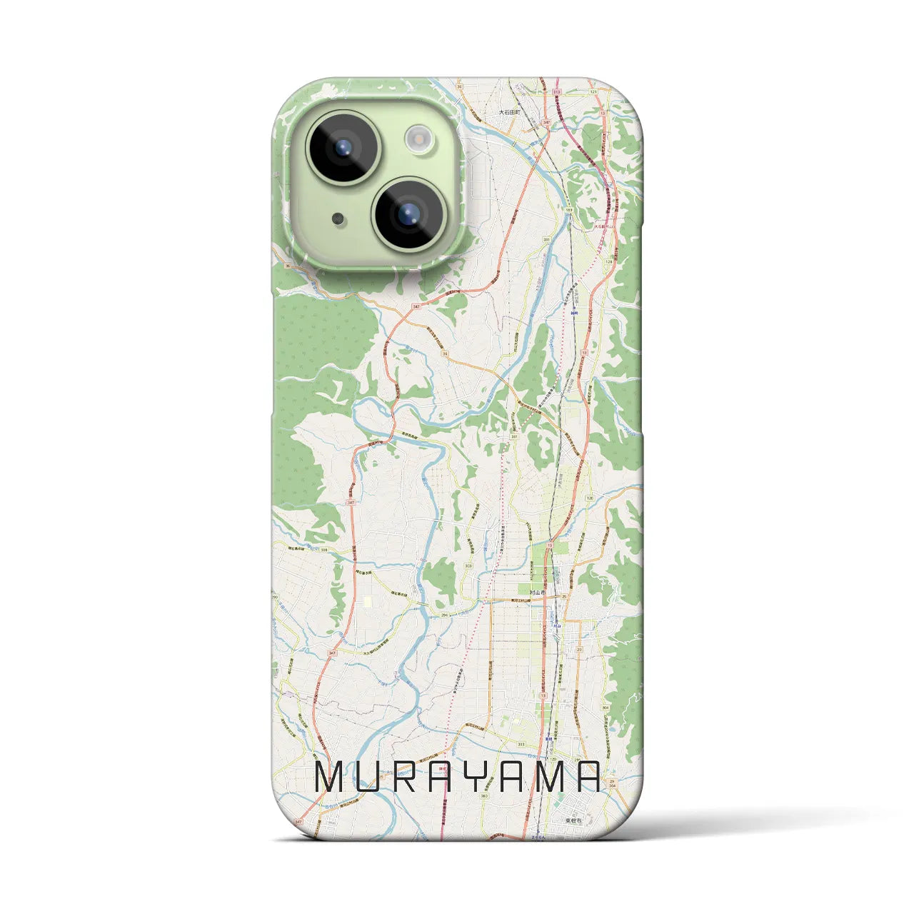 【村山】地図柄iPhoneケース（バックカバータイプ・ナチュラル）iPhone 15 用
