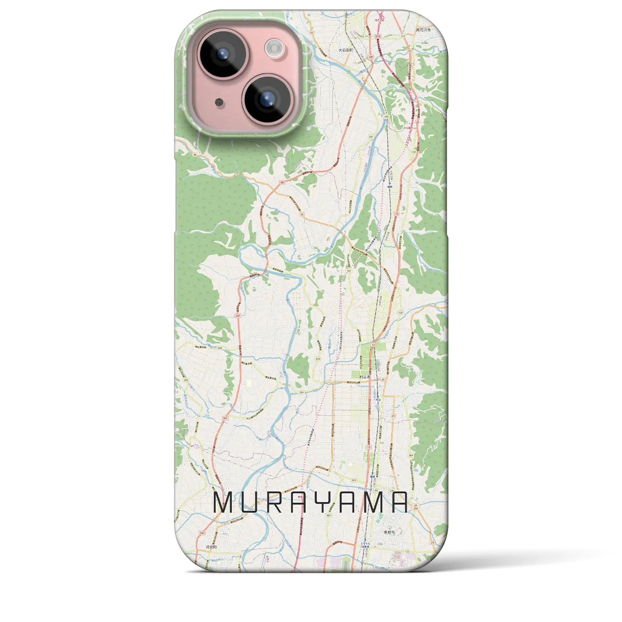 【村山】地図柄iPhoneケース（バックカバータイプ・ナチュラル）iPhone 15 Plus 用
