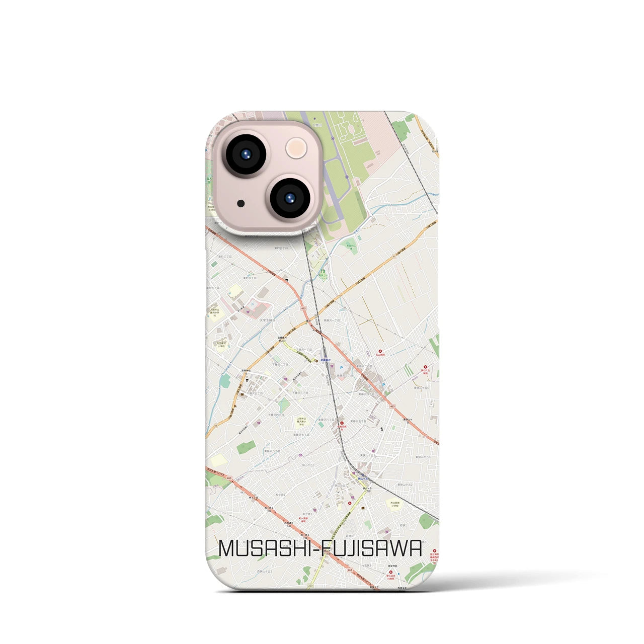 【武蔵藤沢】地図柄iPhoneケース（バックカバータイプ・ナチュラル）iPhone 13 mini 用