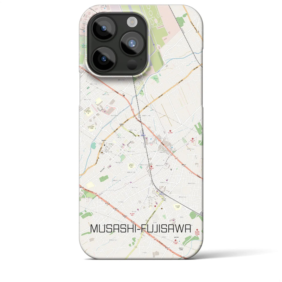 【武蔵藤沢】地図柄iPhoneケース（バックカバータイプ・ナチュラル）iPhone 15 Pro Max 用