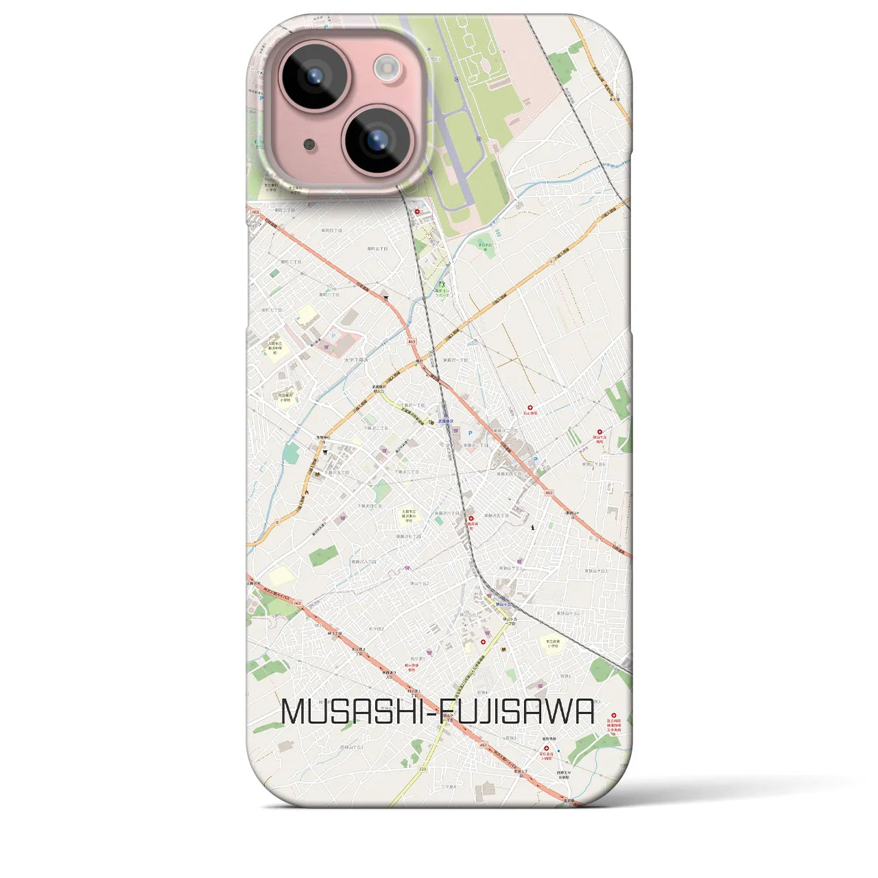 【武蔵藤沢】地図柄iPhoneケース（バックカバータイプ・ナチュラル）iPhone 15 Plus 用